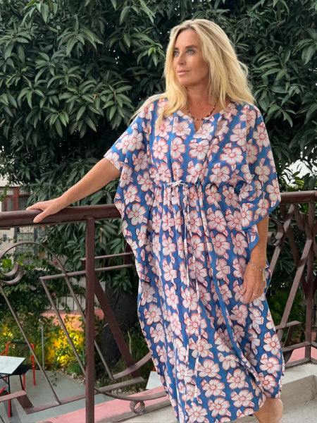 KAFTAN DRESS blue flower