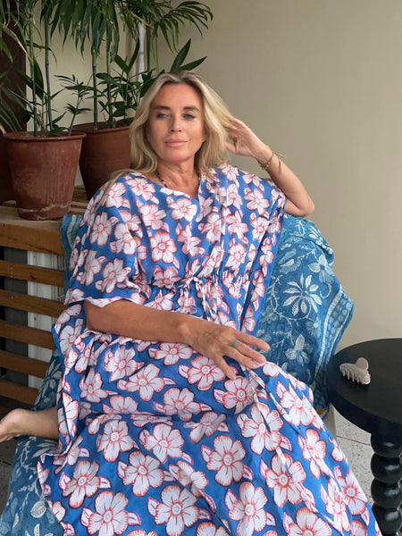 KAFTAN DRESS blue flower