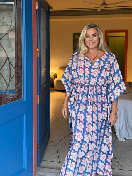 KAFTAN DRESS blue flower