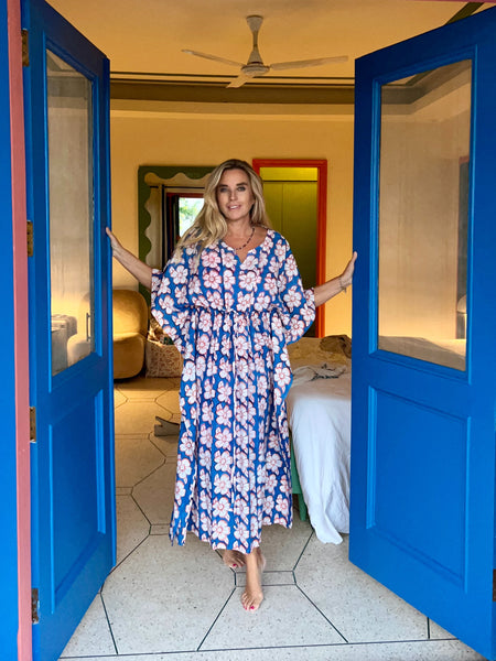 KAFTAN DRESS blue flower
