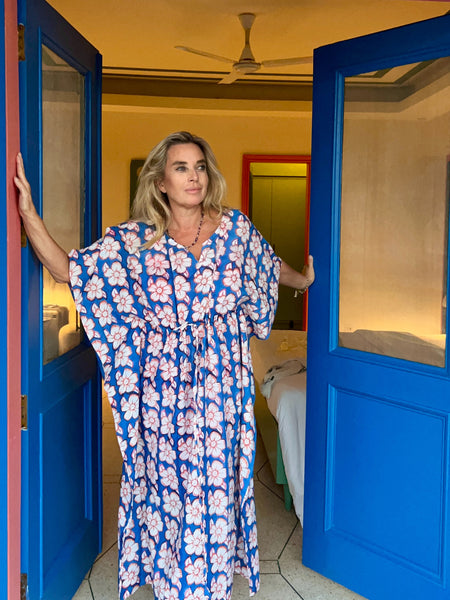 KAFTAN DRESS blue flower