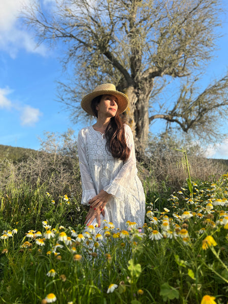 Ibiza  white Blossom dream  white cotton dress -  AUROBELLE  IBIZA
