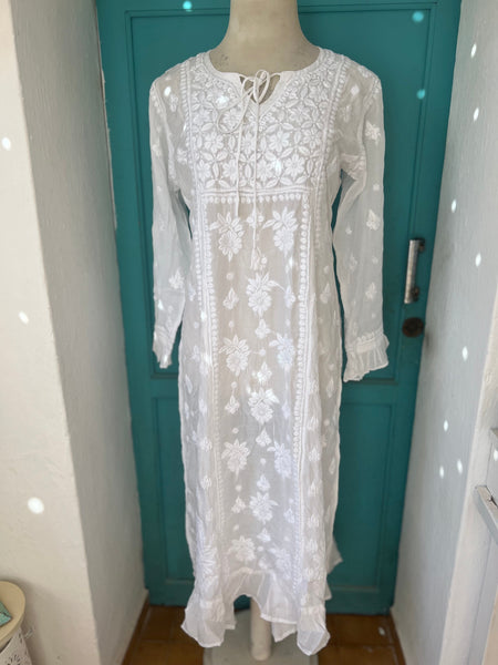 Ibiza  white Blossom dream  white cotton dress -  AUROBELLE  IBIZA