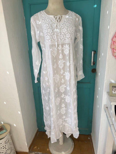 Ibiza  white Blossom dream  white cotton dress -  AUROBELLE  IBIZA