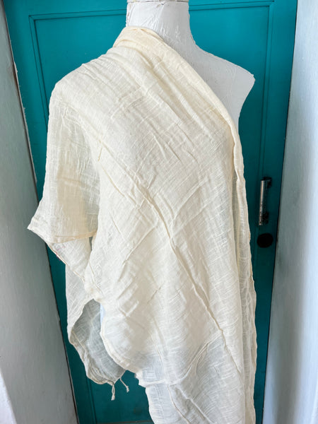 Sarong    or Pareo - Dupata in hand woven  Khadi organic off white