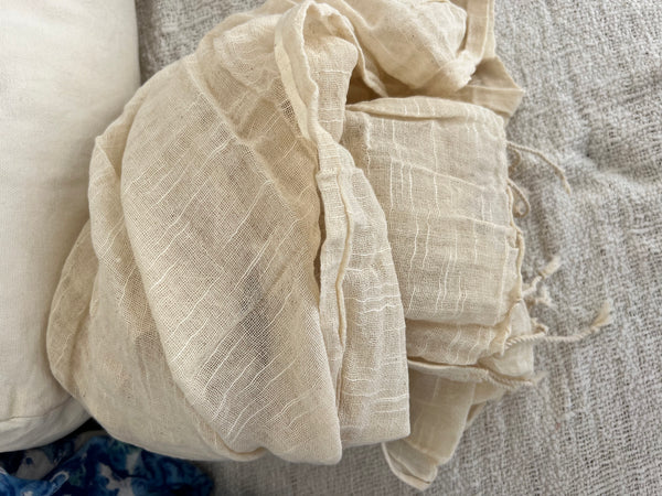 Sarong    or Pareo - Dupata in hand woven  Khadi organic off white