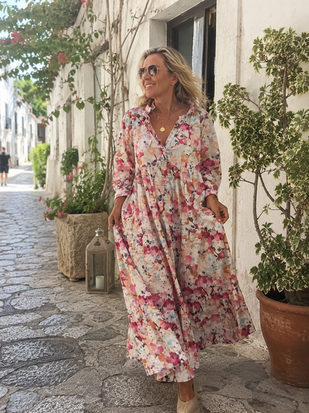 Shanti Dress – Flower Garden Print -  AUROBELLE  IBIZA