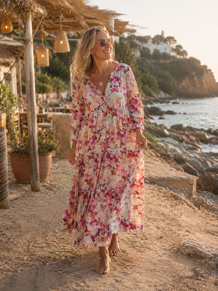 Shanti Dress – Flower Garden Print -  AUROBELLE  IBIZA
