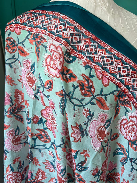 Hand made Block print turquoise Formentera