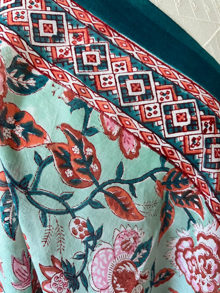Hand made Block print turquoise Formentera