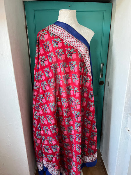 Hand made Block print red flower