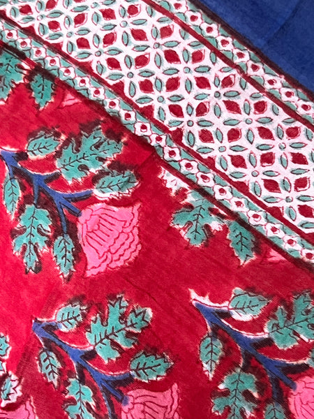 Hand made Block print red flower
