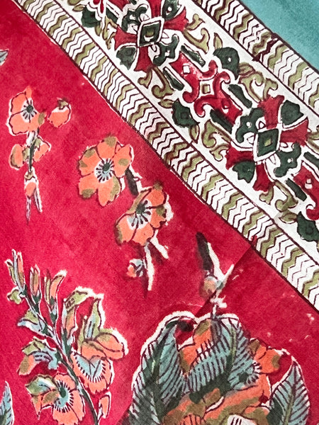 Hand made Block print red roses