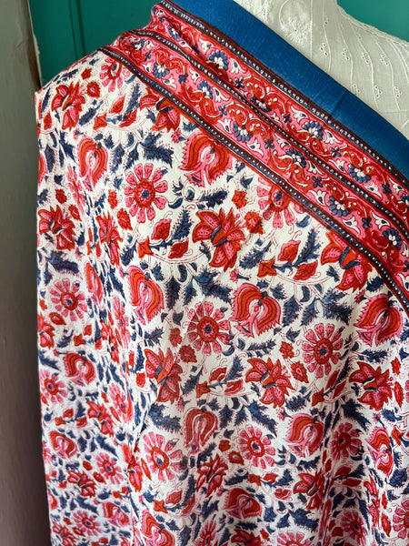 Hand made Block print turquoise  flower 🌺 (Copy)