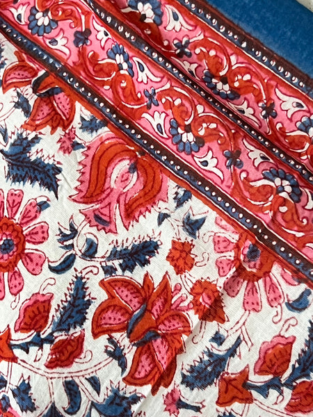 Hand made Block print turquoise  flower 🌺 (Copy)