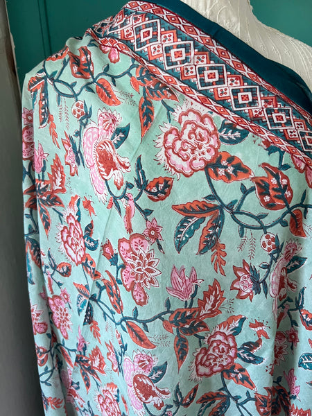 Hand made Block print turquoise  flower 🌺