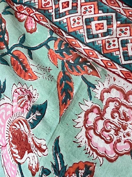 Hand made Block print turquoise  flower 🌺
