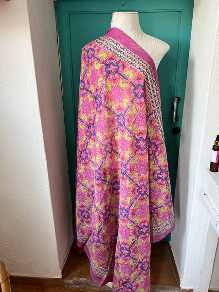 Hand made Block print sarong  - vintage pink