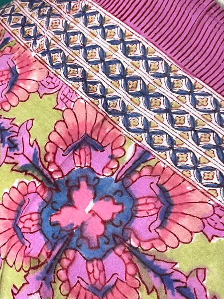 Hand made Block print sarong  - vintage pink