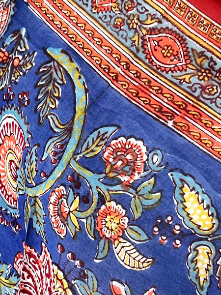 Hand made Block print  blue beach