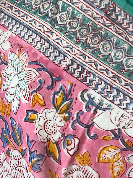 Hand made Block print  Pink flower 🌸