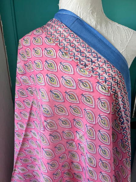 Hand made Block print  Pink flamingo 🦩