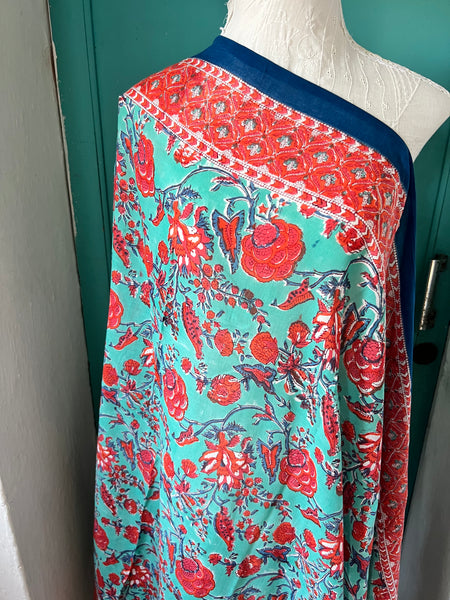 Hand made Block print turquoise  Salinas Sarong