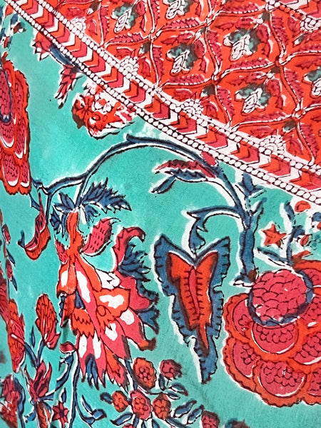 Hand made Block print turquoise  Salinas Sarong