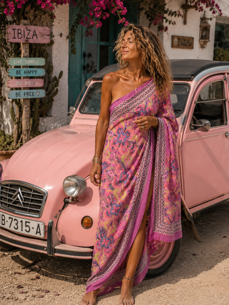 Hand made Block print sarong  - vintage pink
