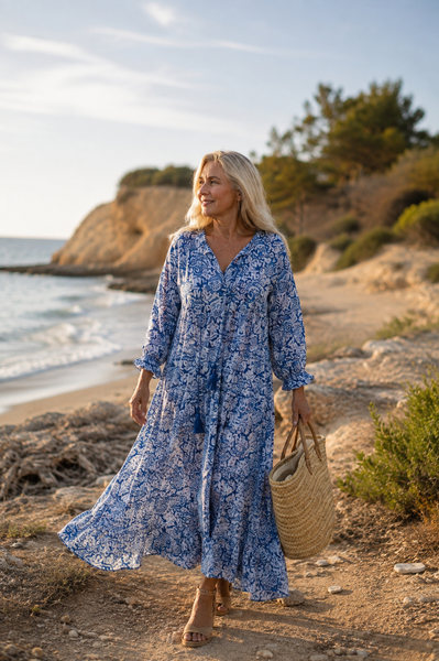 Lagos – Blue and White Boho Dress