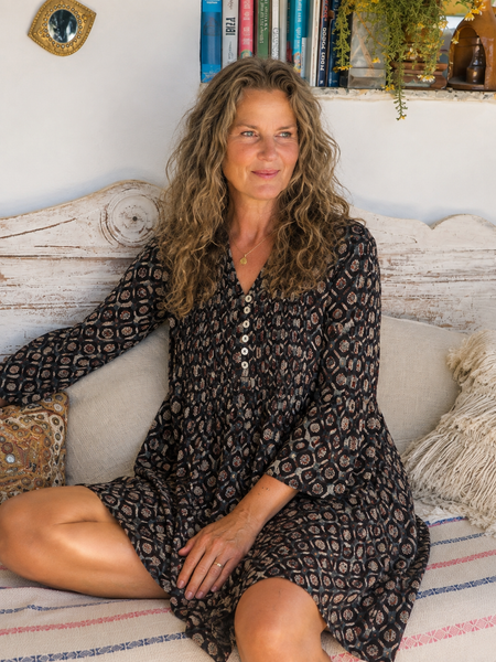 Ananda – Bagru Block-Print Boho Blouse -  AUROBELLE  IBIZA