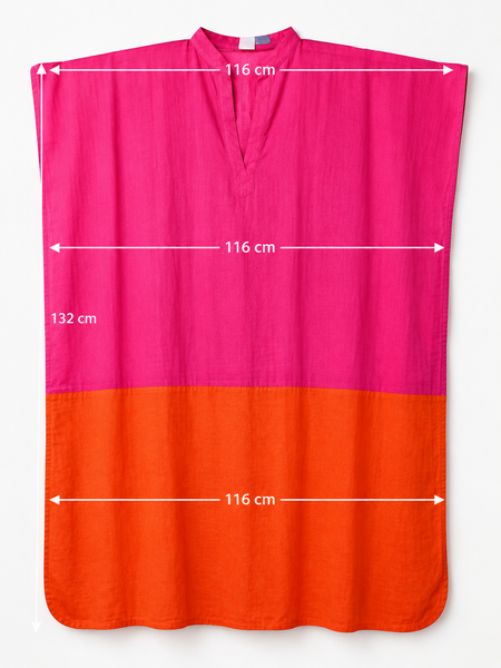 Hanoi Kaftan – Pink Orange Sunset Silk -  AUROBELLE  IBIZA