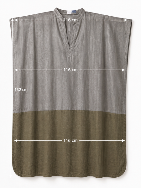 Exclusive Luxury Organic Silk Kaftan – Grey & Olive, Free Size