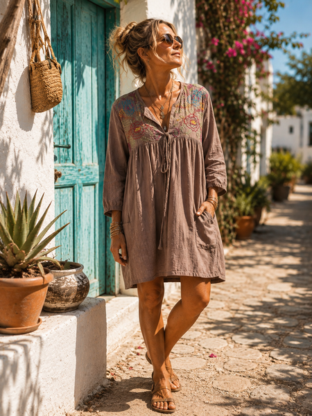 Pai boho hand embroidery tunic