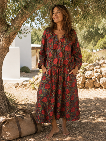 Antik Batik – Rose Garden Block-Print Dress