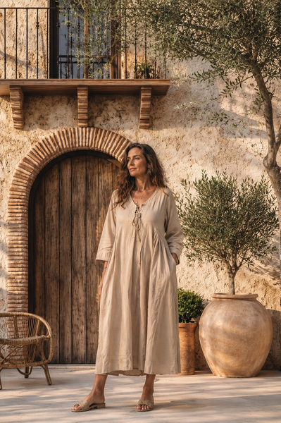 Mughal – Sand Beige Muslin Dress