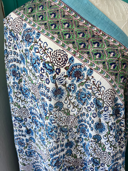 Lavender sarong worn as a light dress
