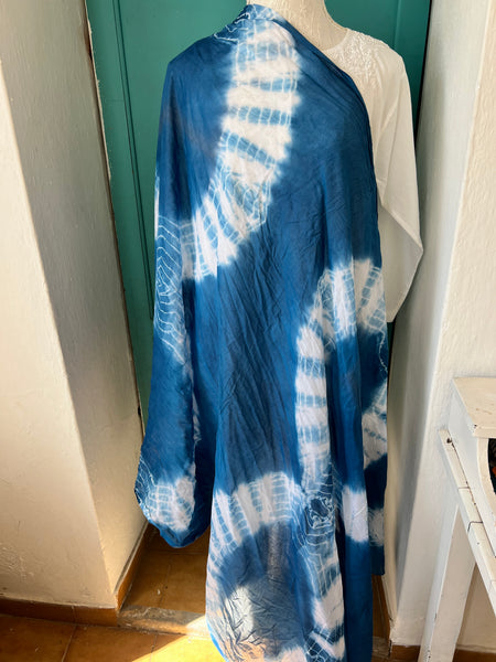 Indigo sarong dye tie