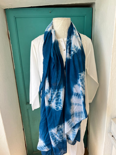 Indigo sarong dye tie