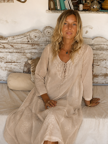 Mughal – Sand Beige Muslin Dress