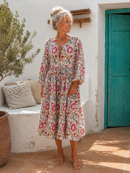 Butterfly boho dress white flower