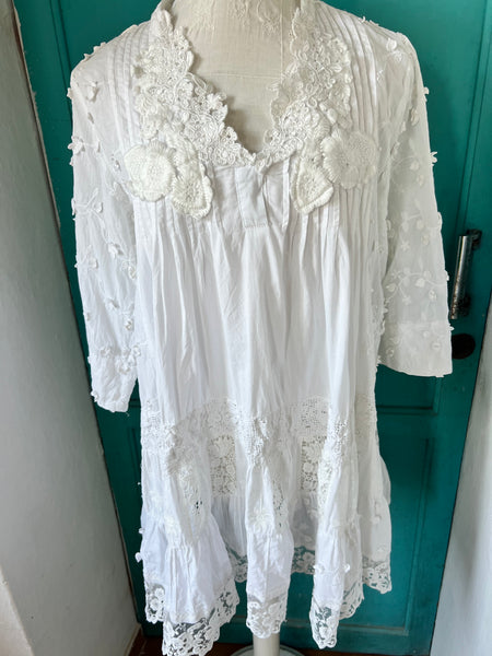 Santorin white lace dress