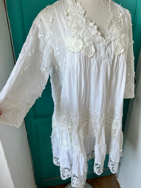 Santorin white lace dress
