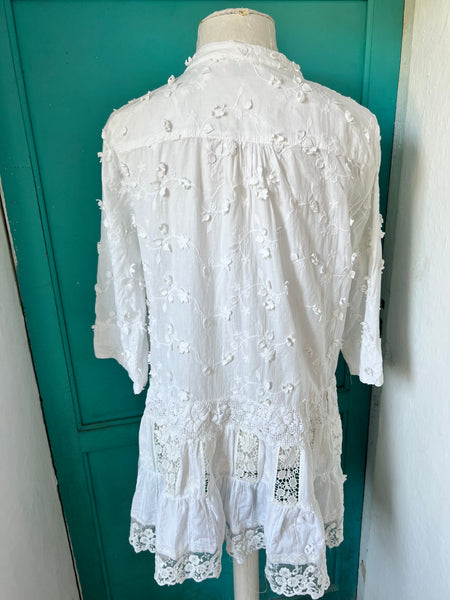 Santorin white lace dress