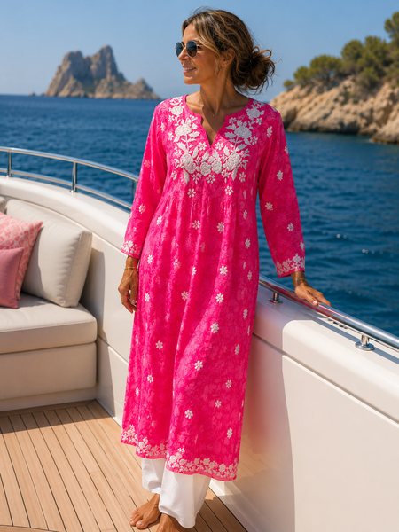 Rosa – Pink Silk Embroidered Dress