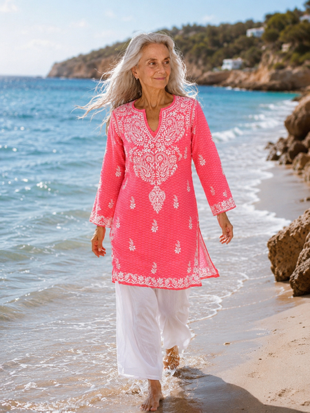 Silk Kurta  hot pink