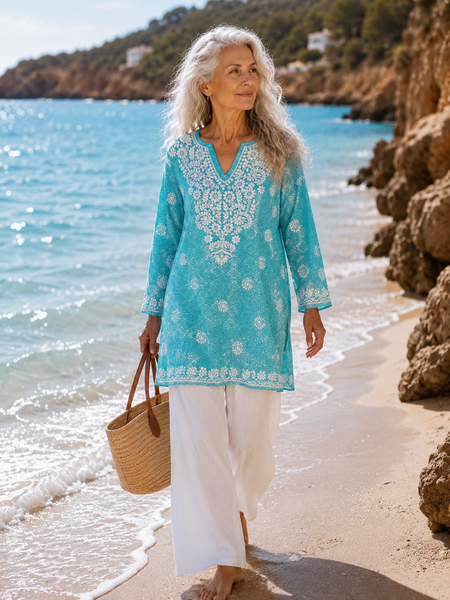 Marina – Ocean Blue Silk Kurta