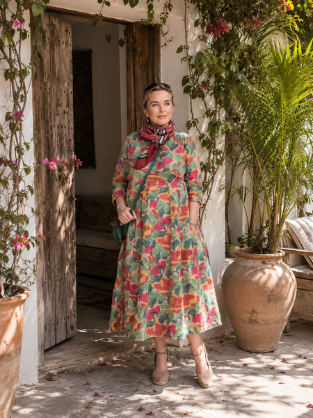 Anarkali – Green Floral Block-Print Tunic Dress