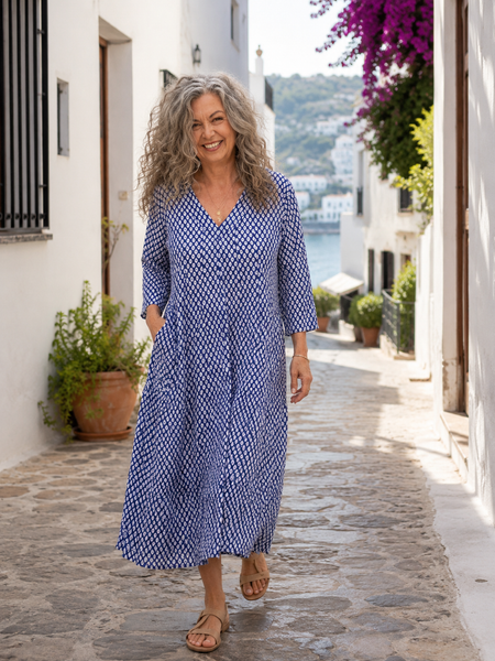 Satnam – Blue Cotton Maxi Dress
