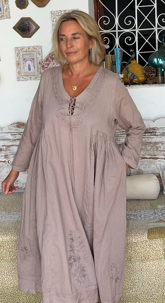 Mughal  dress , softest muslin cotton  in Ibiza neutral beige   color
